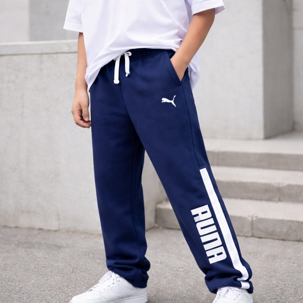 Puma Boys XXL 18/20 Navy Logo Sweatpants Y2K